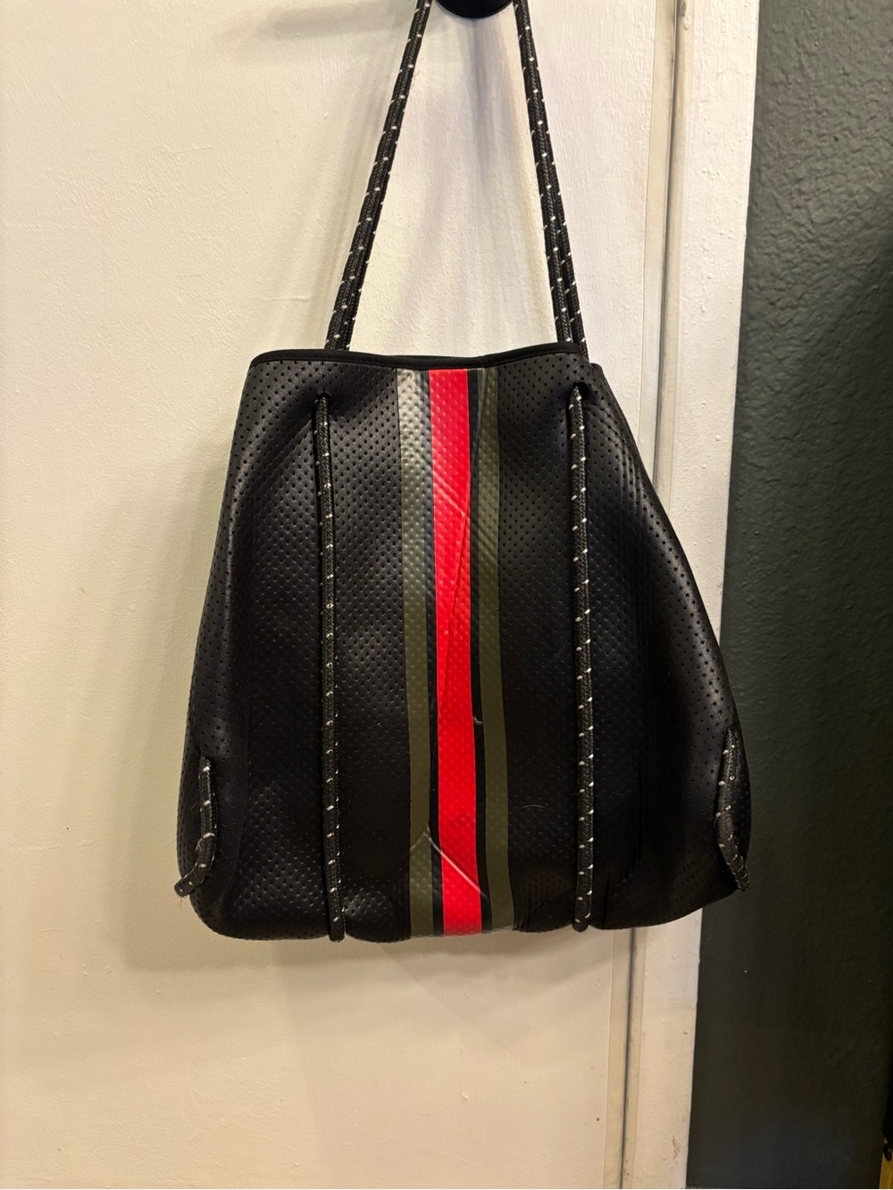 HAUTE SHORE Black Neoprene Tote with Subtle Logo Patch